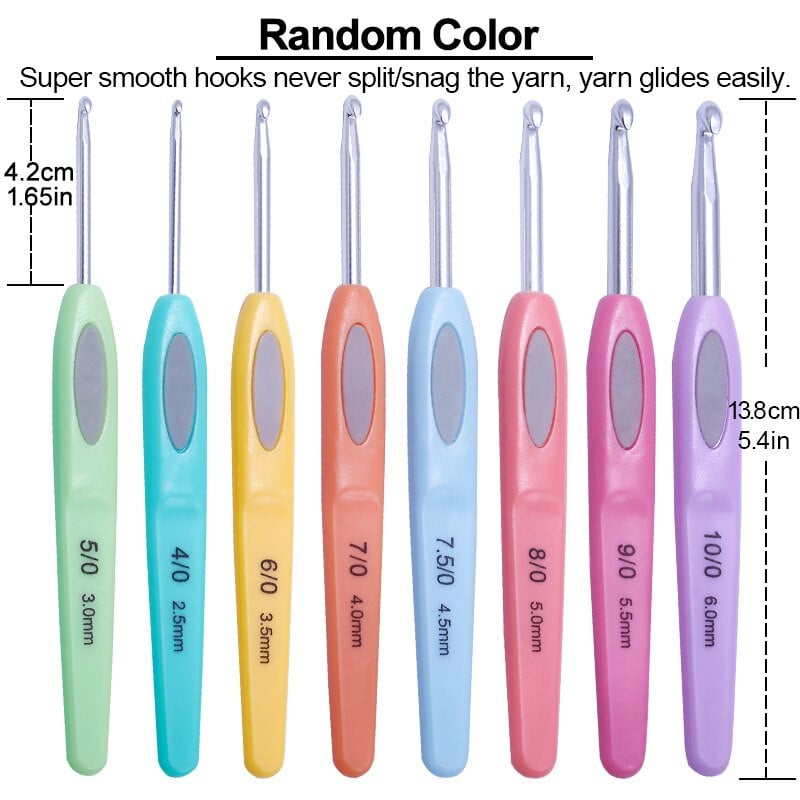 Tamboradatas Krāsains Mīksts Plastmasas Rokturis Adāmadatas Komplekts Džemperis Ar rokām adīti DIY Šūšanas piederumi 8gab/komplekts 2mm-6mm