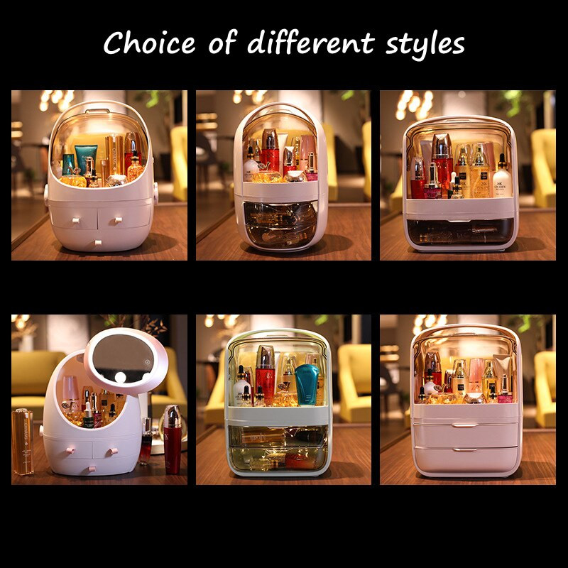 Mados didelės talpos kosmetikos laikymo dėžutė, nepralaidi dulkėms vonios kambario darbalaukio grožio makiažo priemonė Odos priežiūros plastiko laikymo stalčius