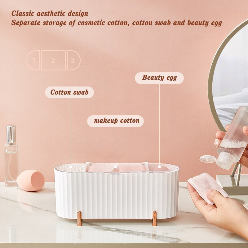 Πλαστικό κουτί αποθήκευσης μακιγιάζ Επιτραπέζιο επιτραπέζιο βαμβακερό μάκτρο Καλλυντικά Κοσμήματα Beauty Egg Organizer Σπίτι Μπάνιο Κουτιά δοχείων με προστασία από τη σκόνη
