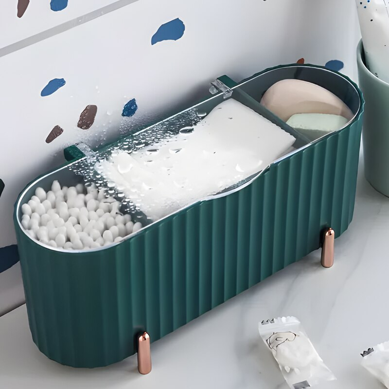 Πλαστικό κουτί αποθήκευσης μακιγιάζ Επιτραπέζιο επιτραπέζιο βαμβακερό μάκτρο Καλλυντικά Κοσμήματα Beauty Egg Organizer Σπίτι Μπάνιο Κουτιά δοχείων με προστασία από τη σκόνη