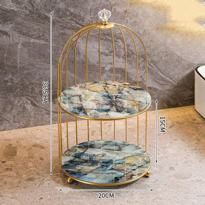 Nešiojamas vonios kambario makiažo laikiklis kosmetikos priemonėms lūpų dažams mados paukščių narvelio stiliaus plieninė metalinė tualeto laikymo lentyna