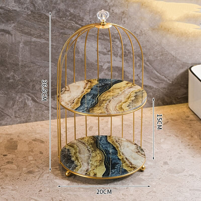 Nešiojamas vonios kambario makiažo laikiklis kosmetikos priemonėms lūpų dažams mados paukščių narvelio stiliaus plieninė metalinė tualeto laikymo lentyna