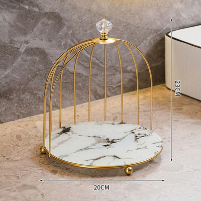 Nešiojamas vonios kambario makiažo laikiklis kosmetikos priemonėms lūpų dažams mados paukščių narvelio stiliaus plieninė metalinė tualeto laikymo lentyna