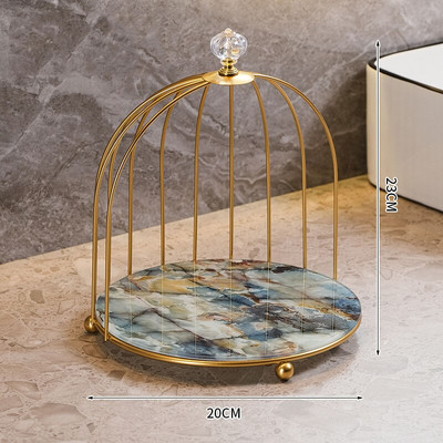 Nešiojamas vonios kambario makiažo laikiklis kosmetikos priemonėms lūpų dažams mados paukščių narvelio stiliaus plieninė metalinė tualeto laikymo lentyna