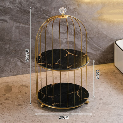 Nešiojamas vonios kambario makiažo laikiklis kosmetikos priemonėms lūpų dažams mados paukščių narvelio stiliaus plieninė metalinė tualeto laikymo lentyna