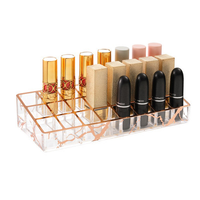 Organizér na rúž, držiak na lesk na pery s 24 miestami, akrylové držiaky a organizéry na rúž, štetce, fľaštičky, lesk na pery