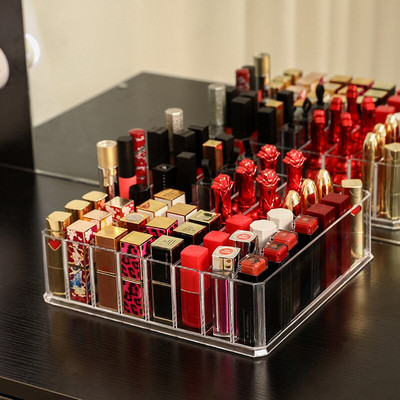 Cutie de depozitare pentru ruj rezistentă la praf în stil japonez cu capac Suport de depozitare din acril Glazură pentru buze Suport pentru ruj de finisare pentru machiaj de birou