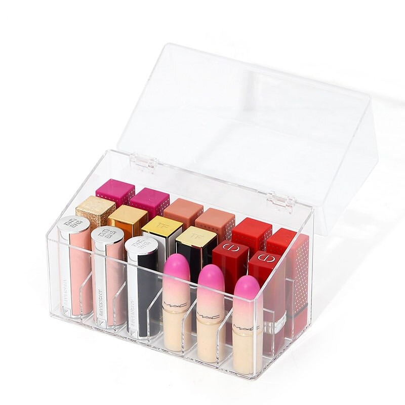Cutie de depozitare pentru ruj rezistentă la praf în stil japonez cu capac Suport de depozitare din acril Glazură pentru buze Suport pentru ruj de finisare pentru machiaj de birou