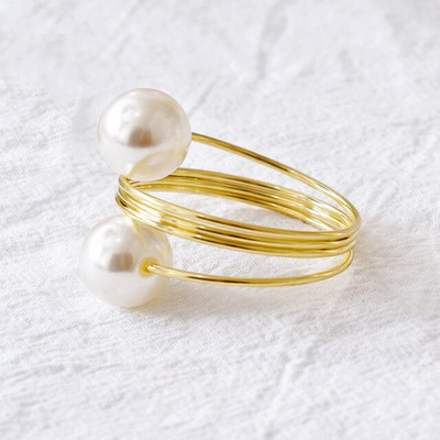 6 kom. Elegantni biserni prstenovi za salvete Zlatna narukvica za krštenje Metalni držač za salvete Vjenčani dar Dekoracija svadbenog tuša Oprema za zabavu