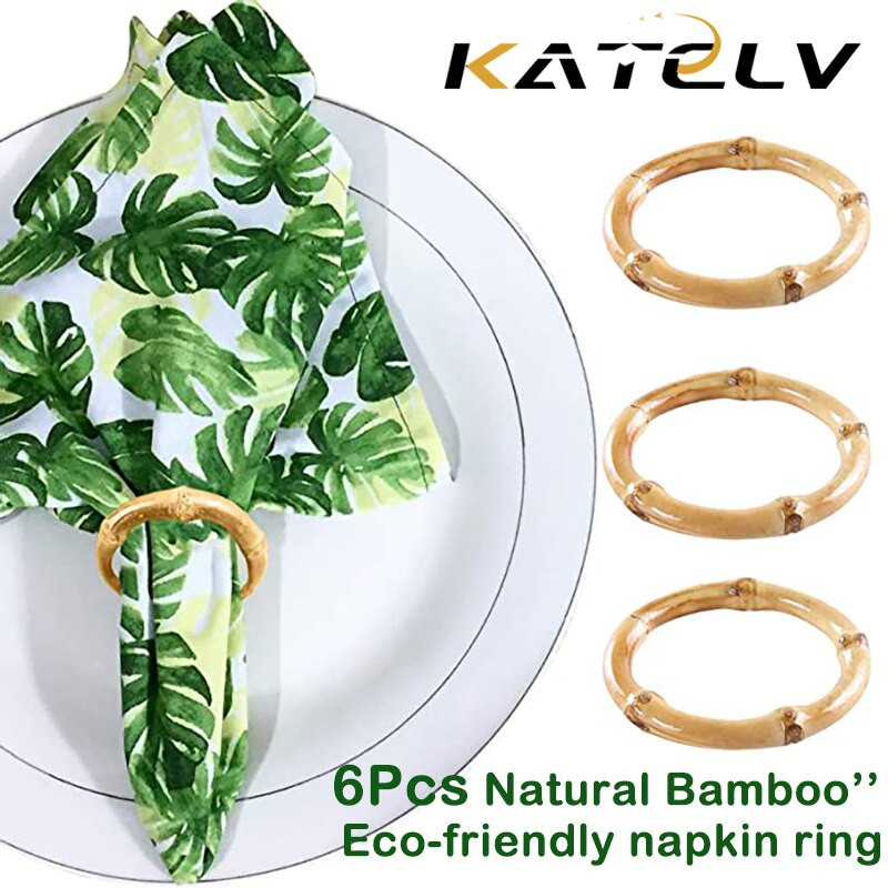 Χειροποίητη θήκη για χαρτοπετσέτες 6 τμχ Χειροποίητη βάση από φυσικό μπαμπού Ρουστίκ θήκες για χαρτοπετσέτες Δαχτυλίδια για διακόσμηση τραπεζιού ξενοδοχείου Γαμήλιο πάρτι