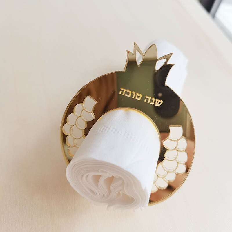 12 τμχ Εξατομικευμένη θήκη για εβραϊκή χαρτοπετσέτα, ακρυλικό χρυσό δαχτυλίδι για χαρτοπετσέτα ανανά για γαμήλιο πάρτι, θήκη για χαρτοπετσέτα εβραϊκής παραγγελίας
