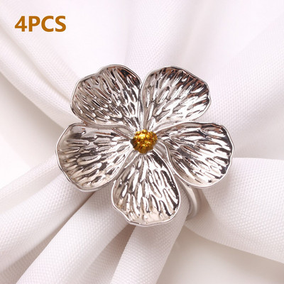 2/4/6/8 vnt slyvų servetėlių žiedai vestuvių stalo dekoravimui 5 žiedlapiai Lucky Flower servetėlių žiedų laikiklio vakarėlio reikmenys