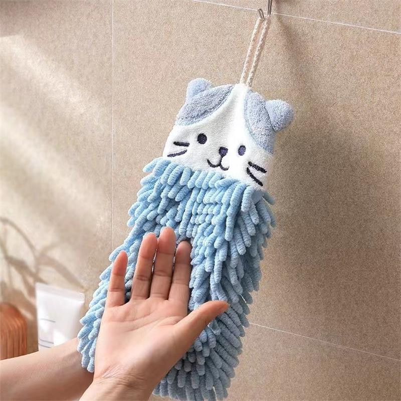 Chenille χαριτωμένο σκούπισμα χεριών Πετσέτες προσώπου Κουζίνα με κρεμαστούς βρόχους Γρήγορη στέγνωμα Μαλακές απορροφητικές πετσέτες μικροϊνών Αξεσουάρ μπάνιου