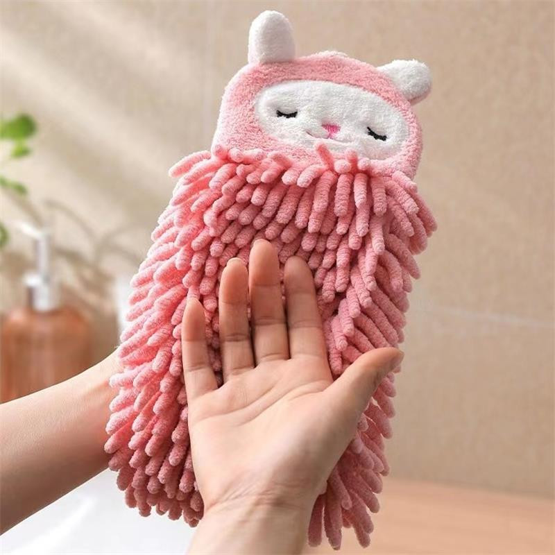 Chenille χαριτωμένο σκούπισμα χεριών Πετσέτες προσώπου Κουζίνα με κρεμαστούς βρόχους Γρήγορη στέγνωμα Μαλακές απορροφητικές πετσέτες μικροϊνών Αξεσουάρ μπάνιου