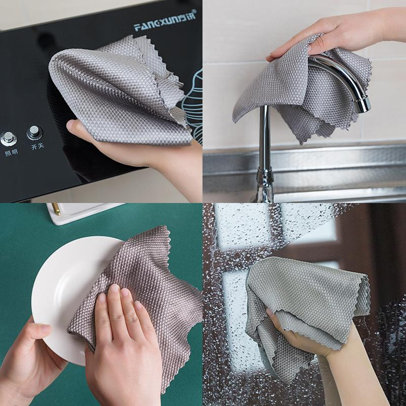 5 τεμάχια/σετ κουρέλια σκουπίσματος αντιλιπαντικών κουζίνας Αποτελεσματική ζυγαριά ψαριού Πανί καθαρισμού Πανί καθαρισμού Πετσέτα καθαρισμού πιάτων για το σπίτι