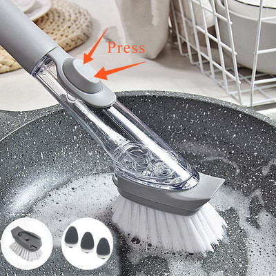 Βούρτσα καθαρισμού κουζίνας Βούρτσα καθαρισμού 2 σε 1 μακριά λαβή με αφαιρούμενη βούρτσα σφουγγάρι δοσομετρητή βούρτσα πλυσίματος πιάτων Εργαλεία κουζίνας