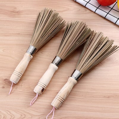 25cm Bamboo Wok Brush Large Pot Brush Wash Pot Brush Kitchen Cleaning Brush Restaurant Natural Bamboo Brush Hotel Supplies