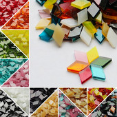Mozaic din sticlă transparentă, 50 g, piesă de mozaic multicoloră, pietre pentru fabricarea de mozaicuri pentru artizanat, hobby, arte, decorarea peretelui acasă