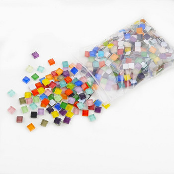 100 g стъклени мозаечни плочки Цветни 1 cm квадратни мозаечни занаятчийски материали за деца/деца Многоцветни опционални мозаечни камъни Направи си сам