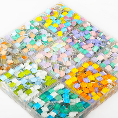 100g Γυαλί Ψηφιδωτό Πλακάκια Πολύχρωμα 1cm Τετράγωνο Μωσαϊκό Υλικά χειροτεχνίας για Παιδιά/Παιδιά Multi Color Προαιρετικά DIY Mosaic Stones