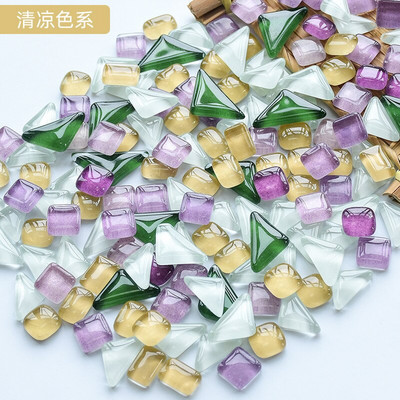 50 vnt. netaisyklingos formos mišraus krištolinio stiklo spalvingi mozaikiniai akmenys, pasidaryk pats, rankų darbo vaikų kūrybinių dekoravimo priedų lipdukas