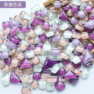 50 vnt. netaisyklingos formos mišraus krištolinio stiklo spalvingi mozaikiniai akmenys, pasidaryk pats, rankų darbo vaikų kūrybinių dekoravimo priedų lipdukas