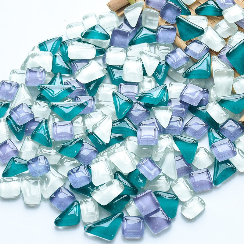 50 vnt. netaisyklingos formos mišraus krištolinio stiklo spalvingi mozaikiniai akmenys, pasidaryk pats, rankų darbo vaikų kūrybinių dekoravimo priedų lipdukas