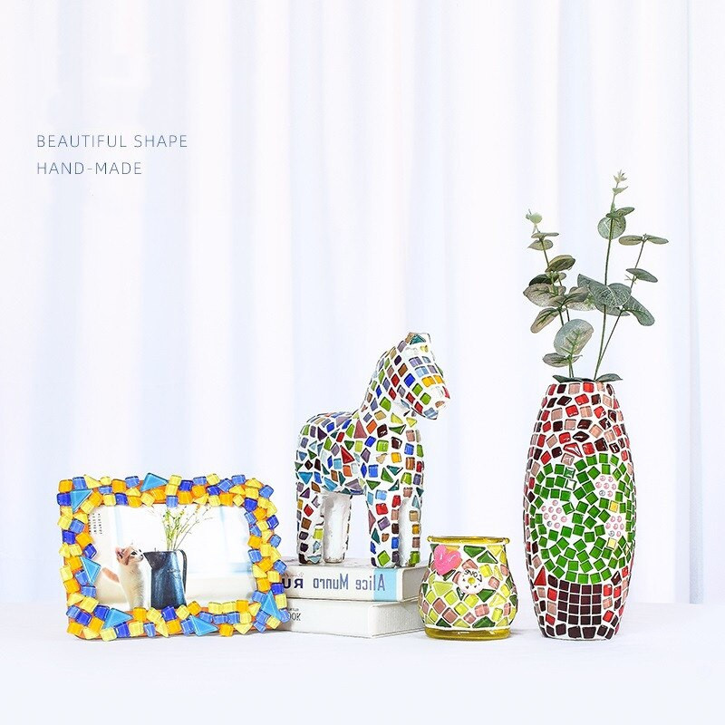 50 vnt. netaisyklingos formos mišraus krištolinio stiklo spalvingi mozaikiniai akmenys, pasidaryk pats, rankų darbo vaikų kūrybinių dekoravimo priedų lipdukas