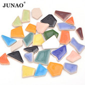 JUNAO Mix Color Glass Mosaic Tile Regular Mosaic Stones Glass Pebbles Tile Αυτοκόλλητο για DIY Υλικά διακόσμησης τοίχου