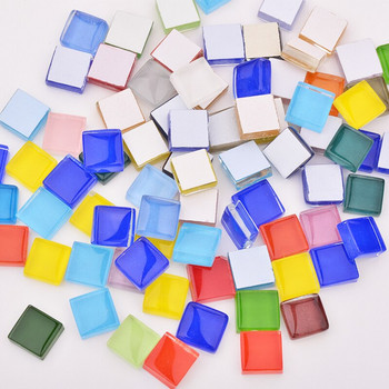 JUNAO Mix Color Glass Mosaic Tile Regular Mosaic Stones Glass Pebbles Tile Αυτοκόλλητο για DIY Υλικά διακόσμησης τοίχου