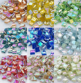 50 ΤΕΜ τετράγωνο κρυστάλλινο γυαλί Iridescence Mosaic Stones DIY Χειροποίητα παιδικά δημιουργικά αξεσουάρ διακόσμησης Αυτοκόλλητα