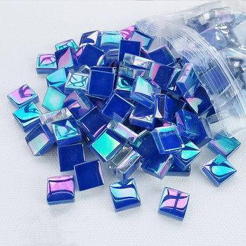 50 ΤΕΜ τετράγωνο κρυστάλλινο γυαλί Iridescence Mosaic Stones DIY Χειροποίητα παιδικά δημιουργικά αξεσουάρ διακόσμησης Αυτοκόλλητα