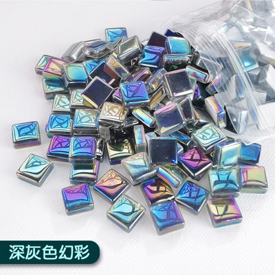 50 ΤΕΜ τετράγωνο κρυστάλλινο γυαλί Iridescence Mosaic Stones DIY Χειροποίητα παιδικά δημιουργικά αξεσουάρ διακόσμησης Αυτοκόλλητα