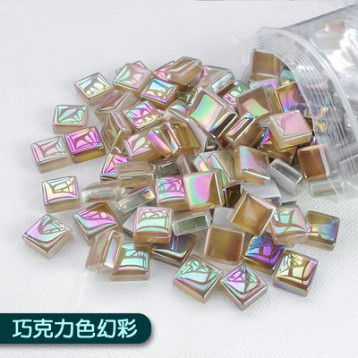 50 ΤΕΜ τετράγωνο κρυστάλλινο γυαλί Iridescence Mosaic Stones DIY Χειροποίητα παιδικά δημιουργικά αξεσουάρ διακόσμησης Αυτοκόλλητα