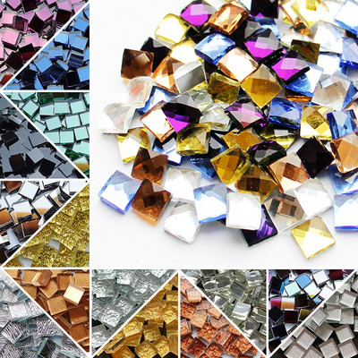 Прозрачни квадратни стъклени кристални мозаечни плочки за занаяти Направи си сам диамантена мозайка Декорация от камък Творчески материали за изработка на мозайка
