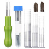 IMZAY vilnos vėlimo rinkinys su spalvinga medžio rankena adatiniu vėlimo įrankiu 3 dydžiai 18 vnt vėlimo adatų pirštų apsauga, skirta pasidaryk pats