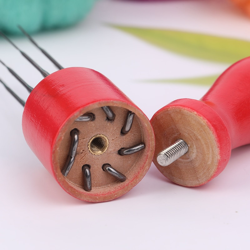 IMZAY vilnos vėlimo rinkinys su spalvinga medžio rankena adatiniu vėlimo įrankiu 3 dydžiai 18 vnt vėlimo adatų pirštų apsauga, skirta pasidaryk pats