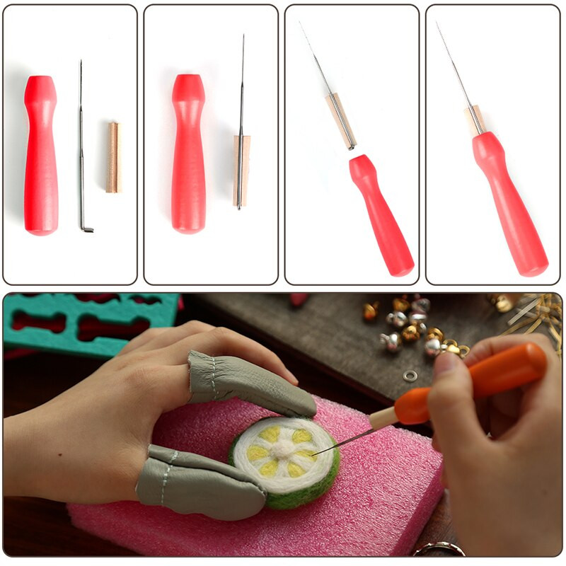 IMZAY Πολύχρωμο ξύλινο χερούλι με βελόνες τσόχας 3 μεγεθών Εργαλεία τσόχας 3 μεγεθών Κιτ εργαλείων τσόχα από μαλλί για αρχάριους
