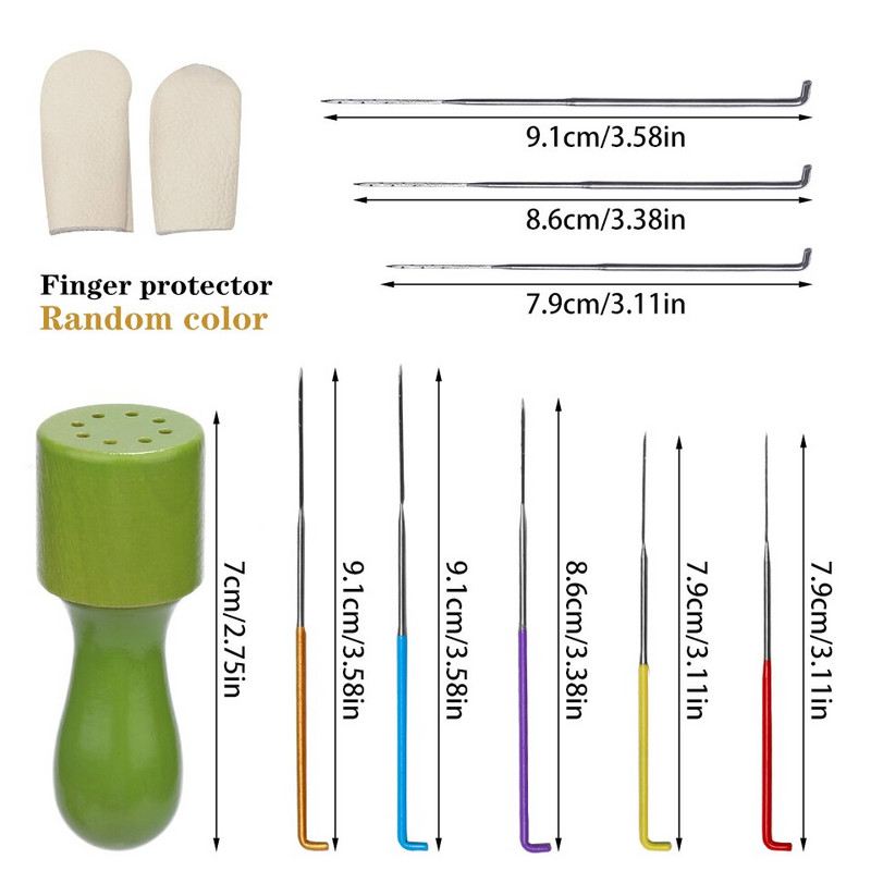MIUSIE 15/18/30 ks farebné ihly na plstenie vlny, sada 3 veľkostí s chráničmi prstov, farebná drevená rukoväť, nástroj na výrobu vlnenej plsti pre domácich majstrov