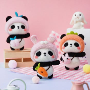 Fenrry Non-Finished Felt Kit Cute Animal Collection Panda Doll Wool Felt Poked DIY Feltting υλικά Κιτ εκκίνησης για τσόχα βελόνας