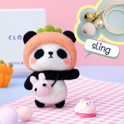 Fenrry Nedovršeni komplet od filca Kolekcija slatkih životinja Panda Doll Vuneni filcani materijali za filcanje DIY Komplet za filcanje iglom
