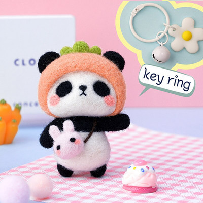 Fenrry Nedovršeni komplet od filca Kolekcija slatkih životinja Panda Doll Vuneni filcani materijali za filcanje DIY Komplet za filcanje iglom