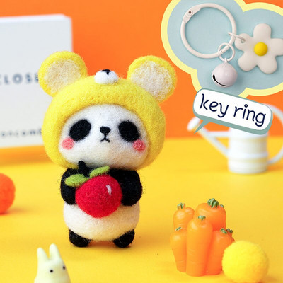 Fenrry Nedovršeni komplet od filca Kolekcija slatkih životinja Panda Doll Vuneni filcani materijali za filcanje DIY Komplet za filcanje iglom