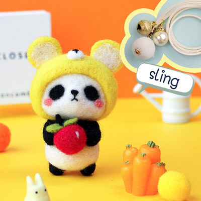 Fenrry Nedovršeni komplet od filca Kolekcija slatkih životinja Panda Doll Vuneni filcani materijali za filcanje DIY Komplet za filcanje iglom