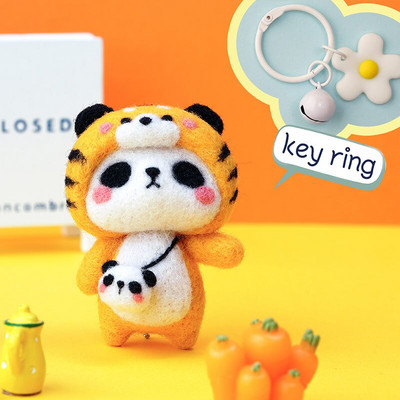 Fenrry Nedovršeni komplet od filca Kolekcija slatkih životinja Panda Doll Vuneni filcani materijali za filcanje DIY Komplet za filcanje iglom