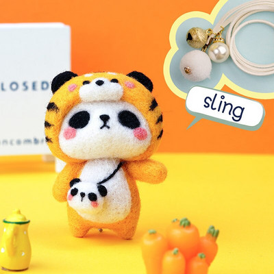 Fenrry Nedovršeni komplet od filca Kolekcija slatkih životinja Panda Doll Vuneni filcani materijali za filcanje DIY Komplet za filcanje iglom