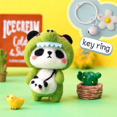 Fenrry Nedovršeni komplet od filca Kolekcija slatkih životinja Panda Doll Vuneni filcani materijali za filcanje DIY Komplet za filcanje iglom
