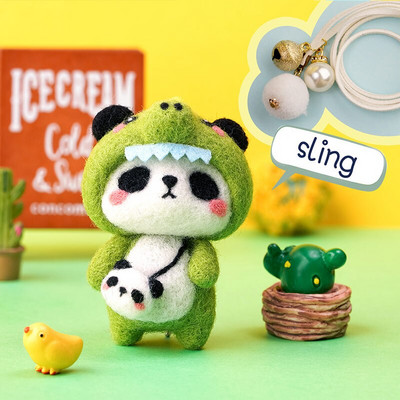 Fenrry Nedovršeni komplet od filca Kolekcija slatkih životinja Panda Doll Vuneni filcani materijali za filcanje DIY Komplet za filcanje iglom