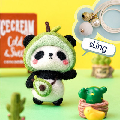 Fenrry Nedovršeni komplet od filca Kolekcija slatkih životinja Panda Doll Vuneni filcani materijali za filcanje DIY Komplet za filcanje iglom