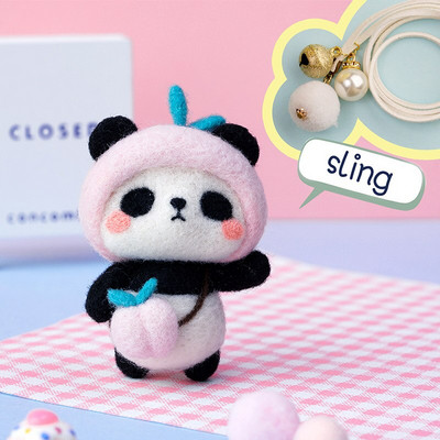 Fenrry Nedovršeni komplet od filca Kolekcija slatkih životinja Panda Doll Vuneni filcani materijali za filcanje DIY Komplet za filcanje iglom